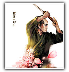 samurai sakura petals poster print
